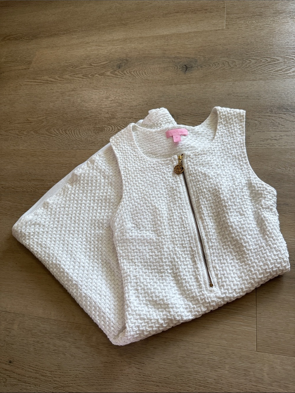 Lilly Pulitzer White Textured Zip-Front Shell